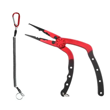 

Multifunctional Fishing Clip Plier Aluminum Alloy Airbrush Fish Grabber Controller with Elastic Lanyard Protective Sheath Tools