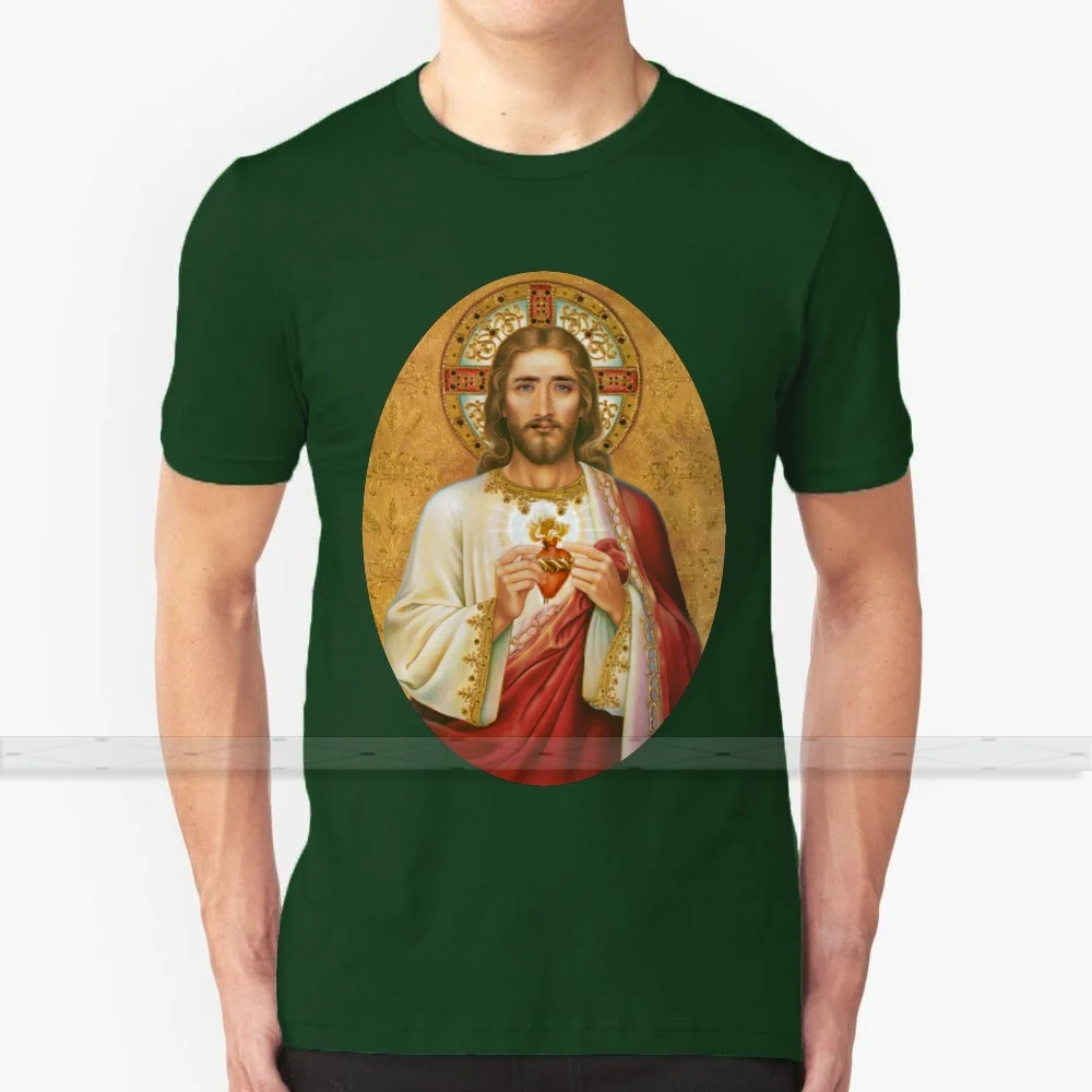 Футболка Мужская/Женская х/б с принтом Николаса Кейджа и Иисуса Христа | Мужская