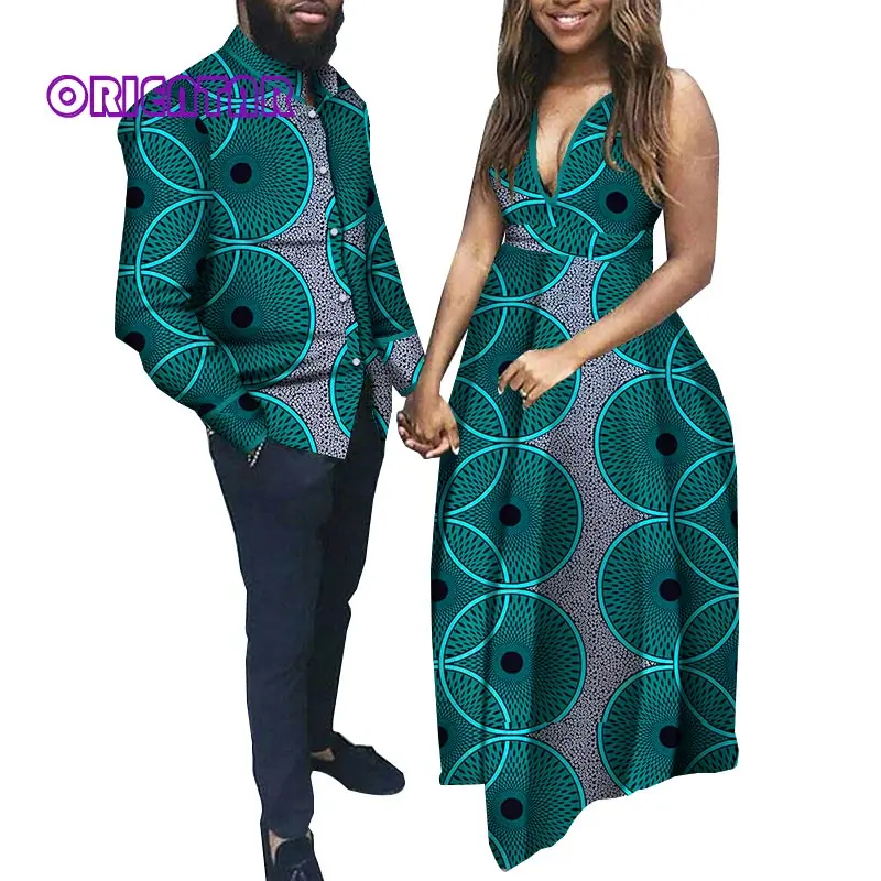 Африканская одежда для пар африканская Мужская рубашка и Африканская женская одежда Африканский принт свадебная одежда для пары WYQ307