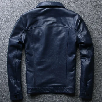 

Genuine Cow Jacket Short Luxury Leather Coat Men cowhide spring Plus Size Chaqueta Cuero Hombre KJ1930