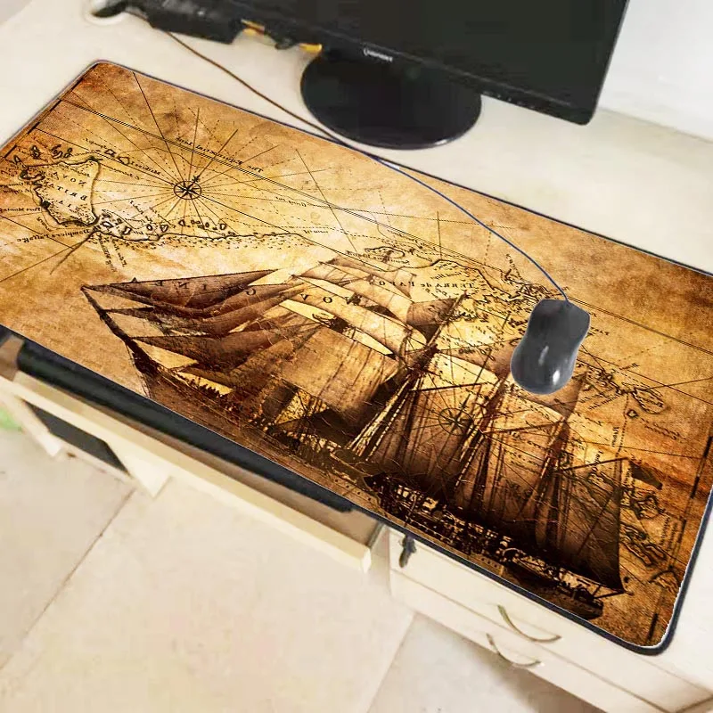  Old ship with Map Large Gaming Mouse Pad Gamer Lock Edge Keyboard Mouse Mat Gaming Desk Mousepad fo