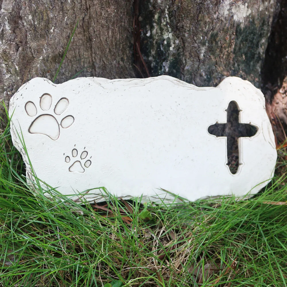 All Blanks Customize Pet Garden Memorial Stone Cross shape Dog Or Cat Garden Stone for Loved Pet Grave Headstone Tombstone