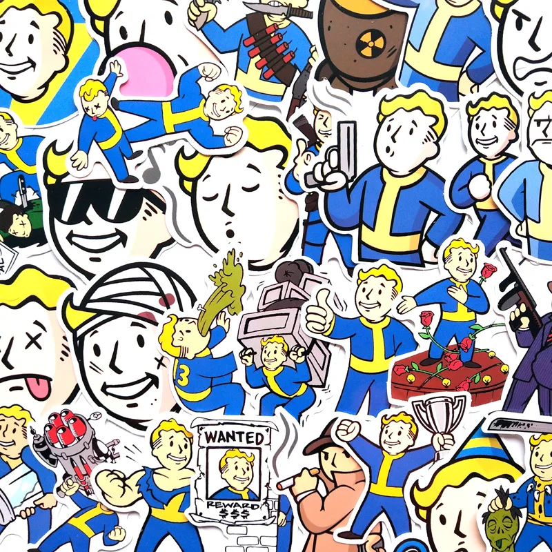 29 шт./лот Fallout игра комикс часть 1 ПВХ наклейки с милыми рисунками для костюма чехол скейтборд тележка чехол для ноутбука водонепроницаемые наклейки