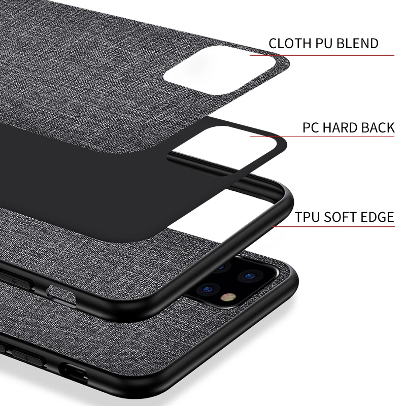 Ikrsses для нового Apple iPhone 11 Pro Max Роскошный PU жесткий чехол задняя мягкая TPU простая скатерть чехол для iPhone 11 все-защитный чехол