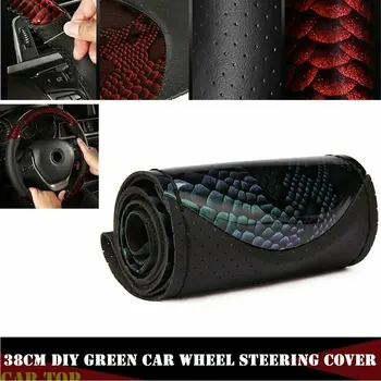 

100% Brand New 5 Colors DIY 38cm Leather Car Truck Auto Steering Wheel Cover W/ Needle Thread No Unpleasant Smell
