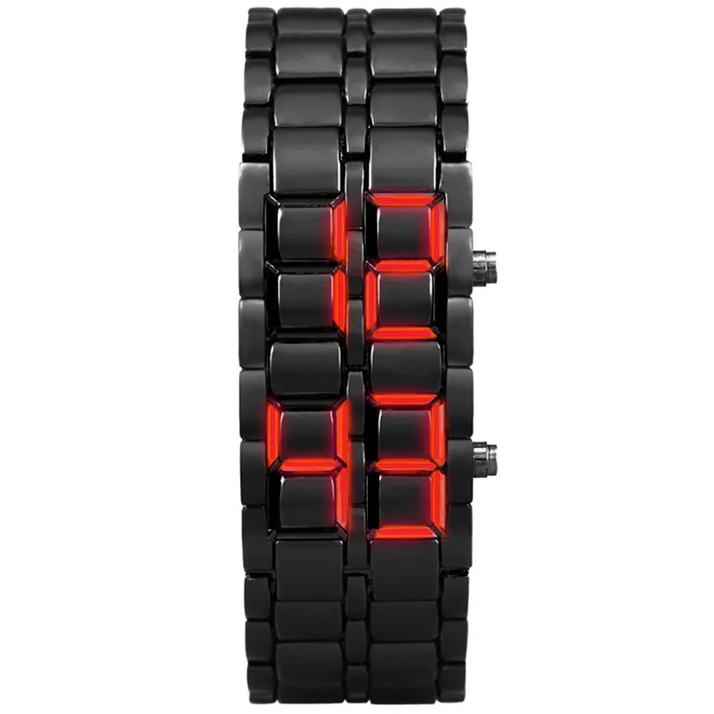 Мужские часы, цветной светодиодный браслет в стиле лавы, новинка, самурайский железный металлический браслет, цифровые часы, мужские часы-браслет YE1 - Цвет: A