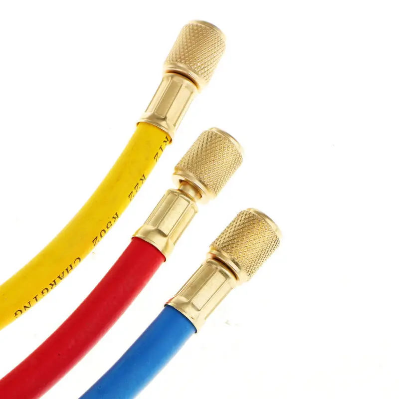 

New Car AC Air Conditioner R134a Manifold Gauges Set With 880mm Charging R134A Refrigeration Hose Hook Metal Plastic