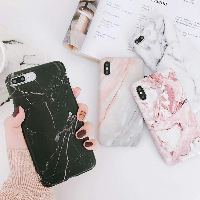 

iPhone Case For iPhone 6 6s 7 8 Plus Luxury Glossy Granite Stone Marble Texture Cover For iPhone 11 Pro X XS Max XR