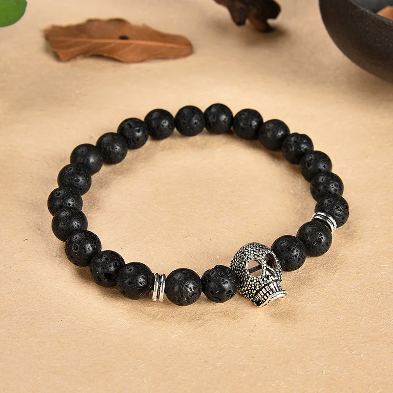 KAMAF модный браслет для влюбленных тигровый глаз, классический черно-белый Природный лавовый камень, браслет из бисера с женским человеком - Окраска металла: Синий
