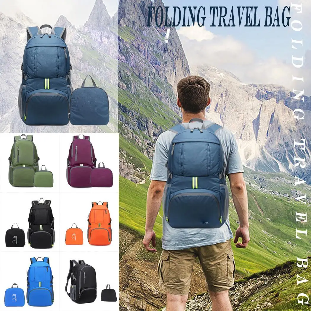 Foldable Backpack Outdoor Travel large Capacity Interior Slot Pocket, Interior Compartment Waterproof Backpack