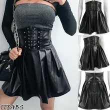 Модные женские юбки, зимние облегающие сексуальные кожаные юбки, модные облегающие плиссированные юбки