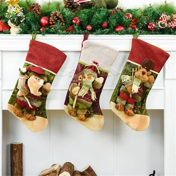 

Christmas Decoration for Tree Christmas Stockings Xmas Tree Decor Santa Claus Snowman Elk Socks New Year Candy Bag Gift Holders