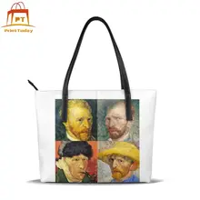 Винсента Ван Гога сумка Винсента Ван Гога сумки с верхней ручкой Большая вместительная Подростковая кожаная сумка-тоут женские сумки