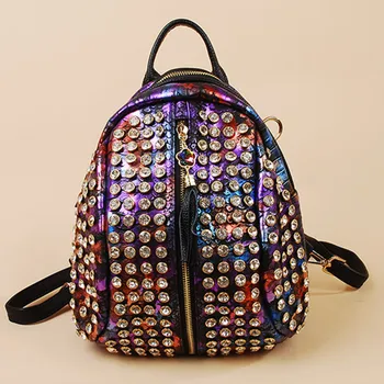 

2020 New Diamond Bag Women Backpack Female Genuine Leather Shoulder Bag Ladies Schoolbag Travel Student Small College Backpack