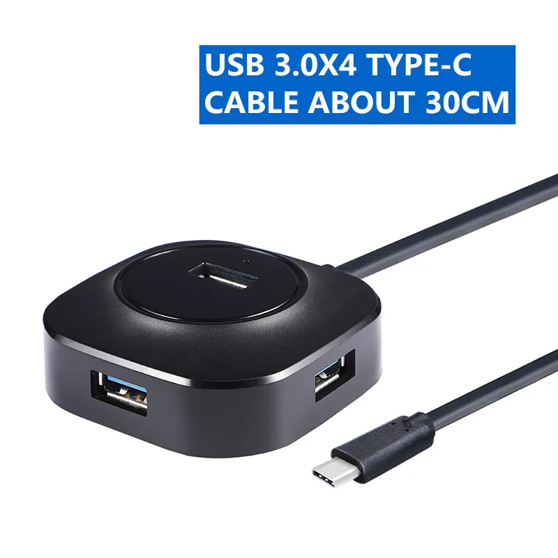 Black TYPE-C 3.0 USB 3,0 концентратор разветвитель несколько USB хаб Тип C концентратор 2,0 мульти хаб расширитель 4 порта концентратор для ПК ноутбук macbook pro адаптер micro sd - Цвет: Black TYPE-C 3.0