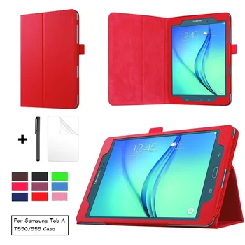 

Tablet case for Samsung Galaxy Tab A 9.7 SM-T550 SM-T551 SM-T555 T550 Smart Sleep wake funda Cover Shell Stand with Pen+Film