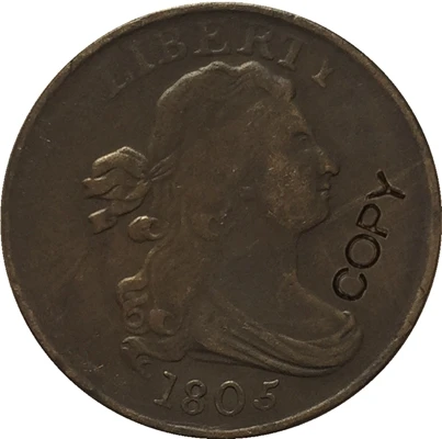 США(1800-1808) 7 монет драпированный бюст пол-цента копии монет - Цвет: 1805