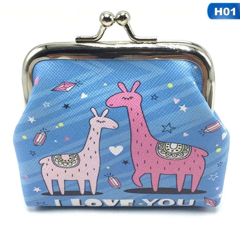 Unicorn Flamingo Cactus Alpaca Printed Coin Purse for Women Girls Cartoon Pattern Wallet Bag Zipper Coin Purse - Цвет: H01