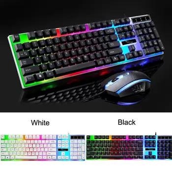 

Colorful Backlit Standard Keyboard 104 keys USB Ergonomic Gaming Keyboards and Mouse Combos