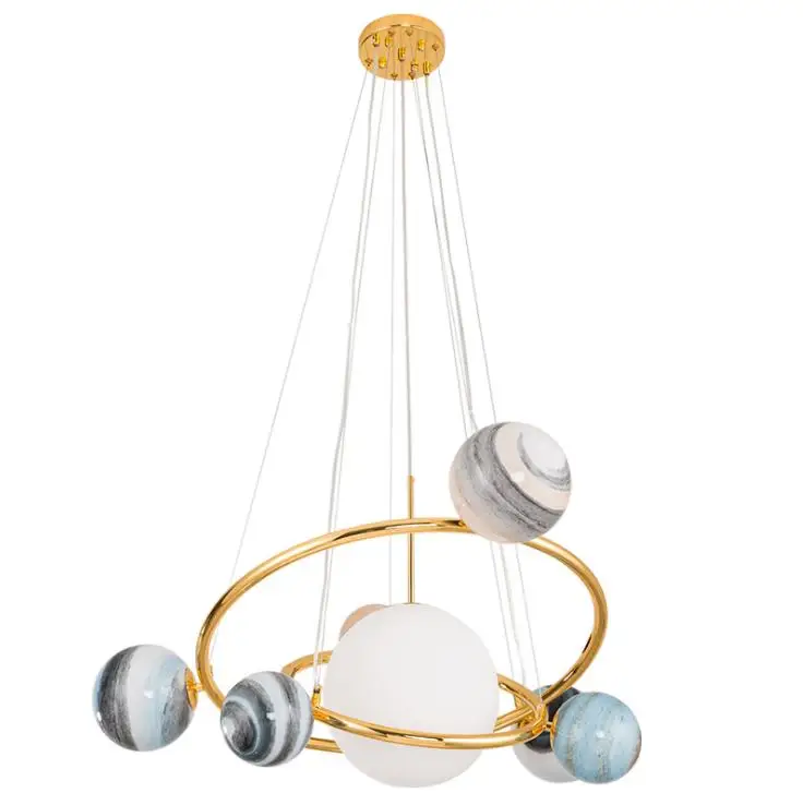 LED Glass Ball Pendant Light Wandering Earth Children Room Living Modern Creative Hanging Lamps Planet Style | Освещение