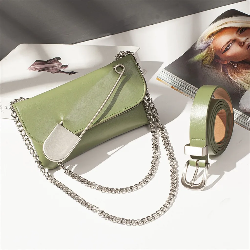 Дропшиппинг светло-зеленые цепочки карман на молнии Женский поясной кошелек Fanny Pack кожаный модный ремень Modne kieszenie # ZD