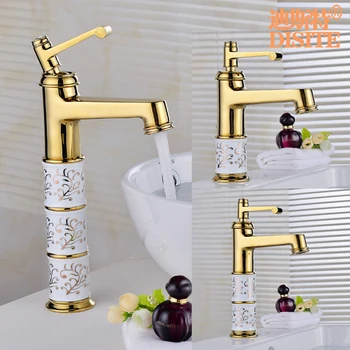 

Hot Selling Golden Copper Basin Hot and Cold Household Basin Heightening Vanity Above Counter Basin Faucet