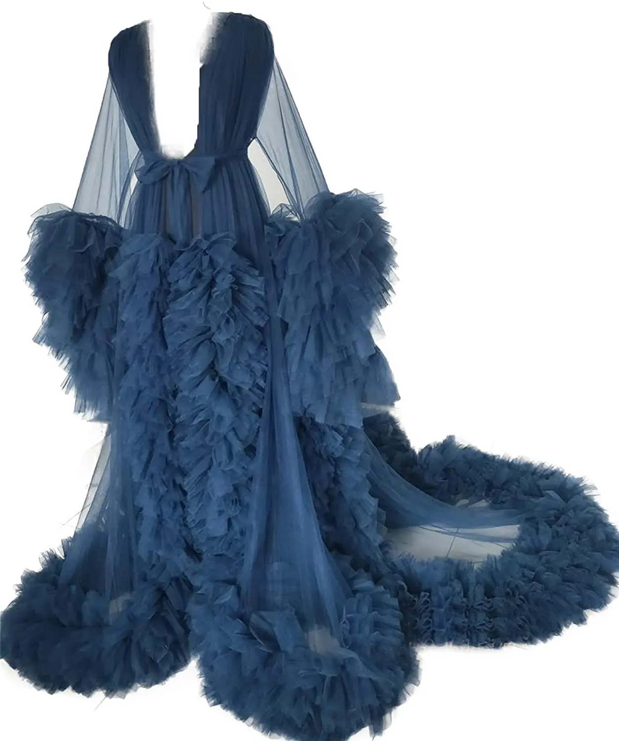 See-Through Puffy Evening Dress Bride Photo Robes Maternity Tulle Robe for Photoshoot Perspective Sheer Long Babyshower Gowns