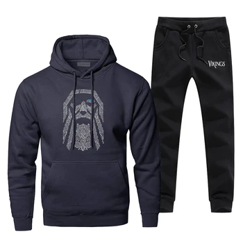 

Odin The Vikings TV Show Print Sweatshirts Hoodie Fashion Casual Pants Sweatshirt Fleece 2 Piece Set Hip Hop Complete Male Set