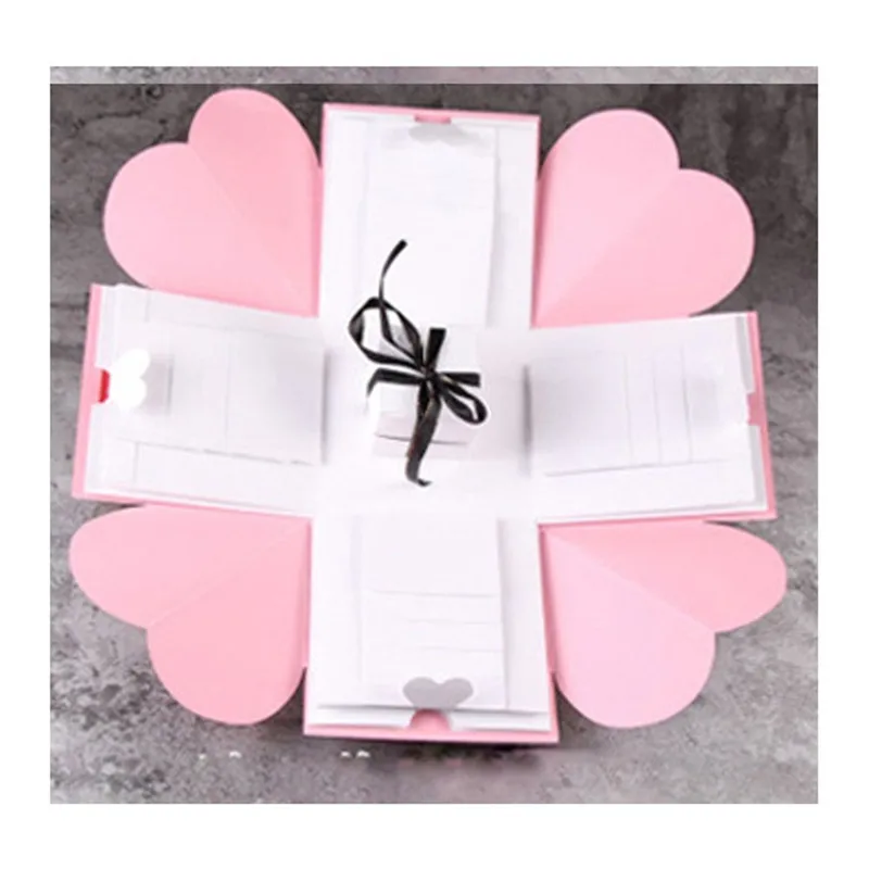 DIY сюрприз любовь взрыв коробка юбилей скрапбук подарок взрыв DIY альбом День рождения пара Сюрприз подарок - Цвет: A