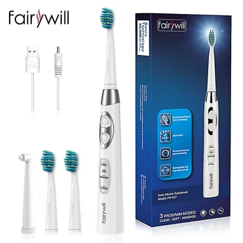 

Fairywill Sonic Electric Toothbrush Timer Brush 5 Modes USB Charger Rechargeable Tooth Brushes 3 Heads Set for Adults and Kids