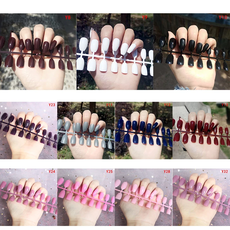 24Pcs Fake Nails Detachable False Nails Press On Nails Full French Fake Nails Fashion Nail Art Tips
