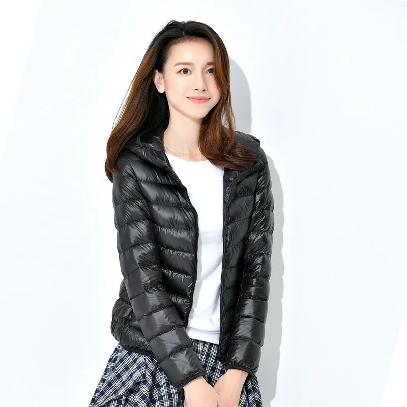 

New White Duck Down Coat Women Casual Ultra Light Hooded Down Jacket Short Coat Portable Winter Warm Parka Plus Size