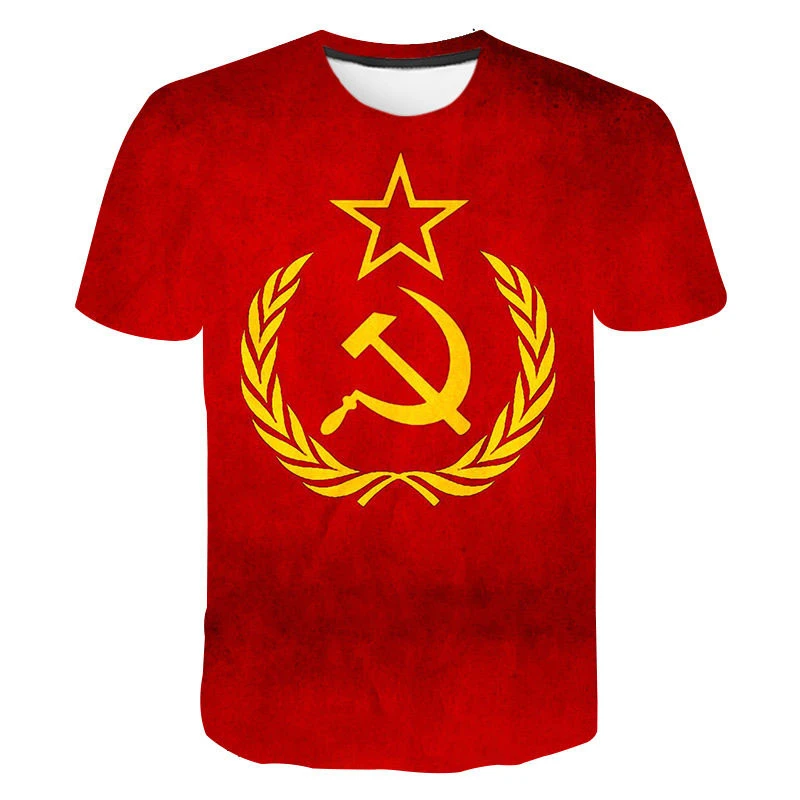 Мужская летняя футболка CCCP русская 3d с коротким рукавом круглым вырезом S