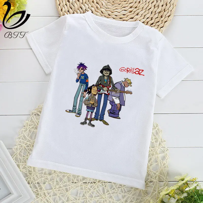 E Gorillaz/рок-группа, чакахан, лапша, Мурдок, руссель, футболка с принтом Футболки для мальчиков детская футболка с короткими рукавами детская одежда - Цвет: E