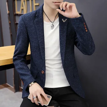 

Spring And Autumn Casual Suit Men Suit Coat Wool Korean-style Trend Slim Fit Thick-Set Handsome Tops