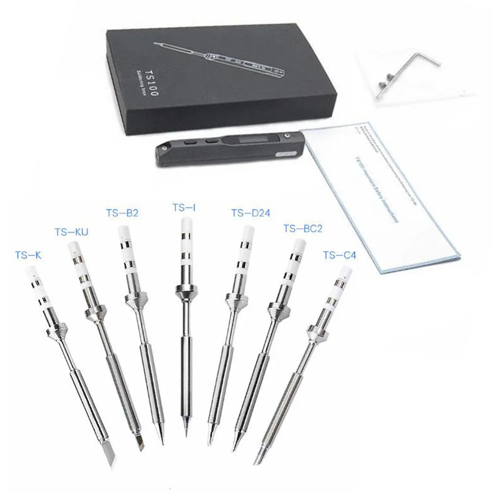 

Set TS100 40W Digital OLED Display 12 19 24V Mini Electric Soldering Iron Station Welding Soldering Tools