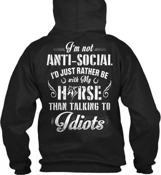

long sleeve Horse - Im Not anti - Social Men Women Streetwear Hoodies Sweatshirts