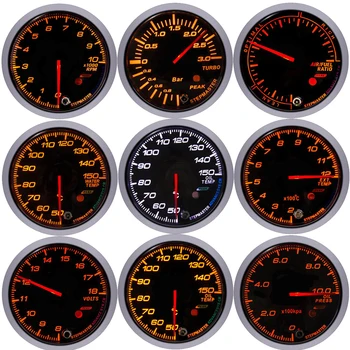 

universal 60MM Oil temperature Gauge rpm meter Boost bar Water Temp Oil Pressure Tachometer Volt Air Fuel Ratio Vacuum Gauges