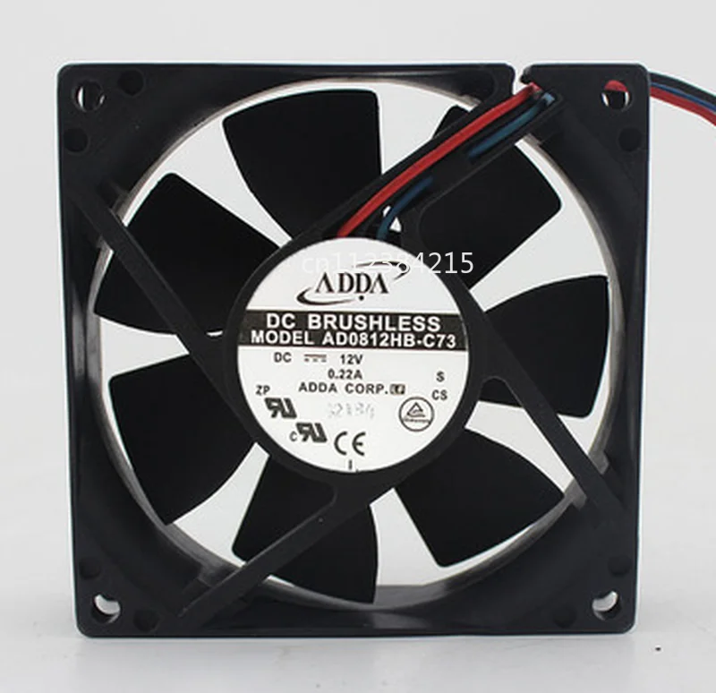 AD0812HB-C73 DC 12V 0.22A 3-жильный 80x80x20 мм Сервер охлаждающий вентилятор
