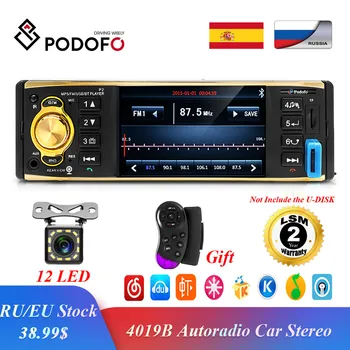 

Podofo 4019B 4.1 Inch One Din Car Radio Audio Stereo AUX FM Receiver Station Bluetooth Autoradio Support Parking Camera Control