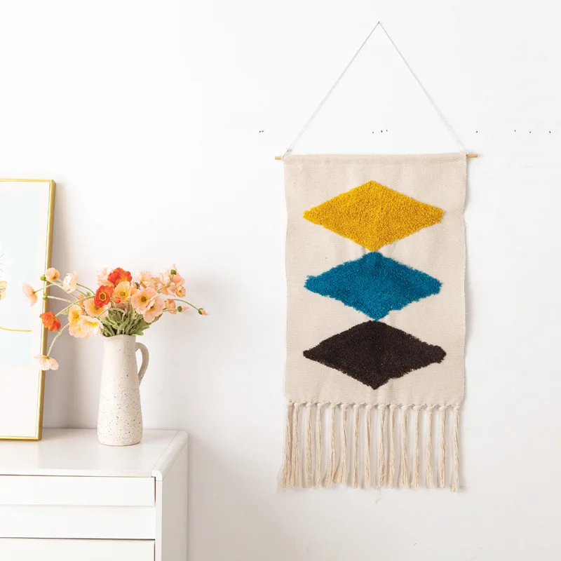 Tapestry Decorations Wall Hanging Garland Boho Hanging Tapestry with Handmade Tassels Dorm Hotel Wall Hanging Cover Blanket Decor Fabric Home Stay Ramadan Decoration
