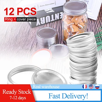 

12 Packs Mason Jar Lids Regular Mouth Leak Proof Secure Mason Storage Solid Caps кухонная посуда tapas de silicona para alimento