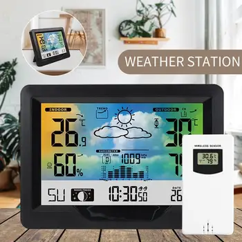 

Multicolor LED Display Weather Forecast Wireless Weather Station Waterproof Gift Alarm Clock Sensors Multi-Functional Automatic