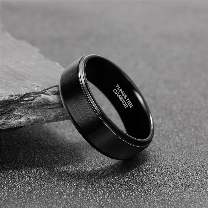 Tigrade 6/8mm Tungsten Carbide Ring Men Silver/Black/Gold Color Brushed Wedding Band Male Engagement Rings For Women bague 4