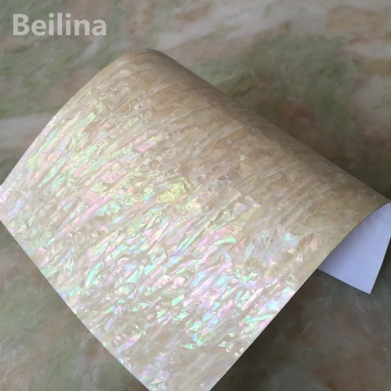

Flexible Korea paua abalone shell mother of pearl laminate sheet veneer self-adhesive sticker backing Size240mm/140mm