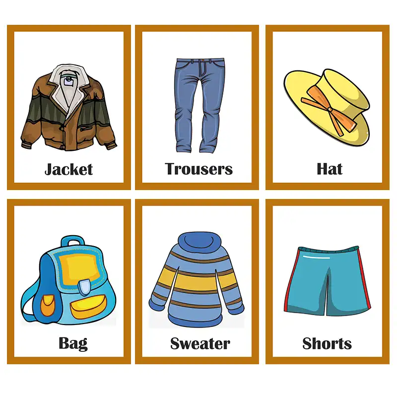 25PCS Clothes Kids Montessori English Word Pocket Flash Cards Game ...