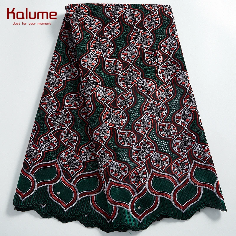 Kalume africký bavlna krajka textilie 5 dvory nigerijské bavlna krajka textilie vysoký kvalita tissus dres pro šít látka ženy šaty H2307