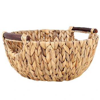 

Creative Rattan Straw Fruit Baskets Decorative Handle Storage Baskets Bread Baskets Wicker Picnic Basket