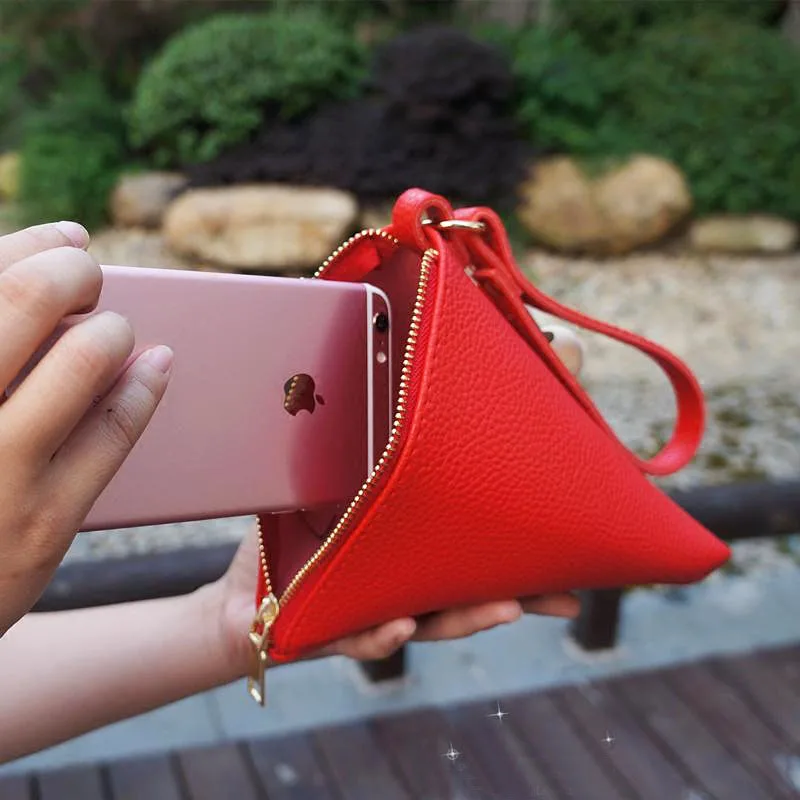 Женская кожаная сумка клатч portefeuille femme мини кошелек из треугольной кожи дамские