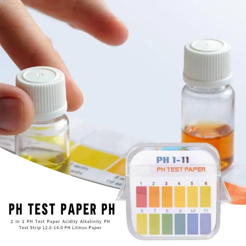 2 в 1 кислотность щелочности PH Тест полосы 1-11 12,0-14,0 PH Litmus бумага